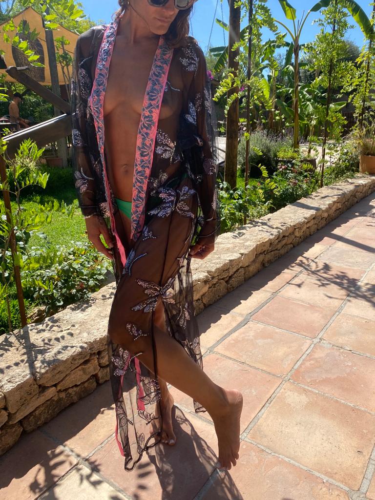 kimono transparent noir