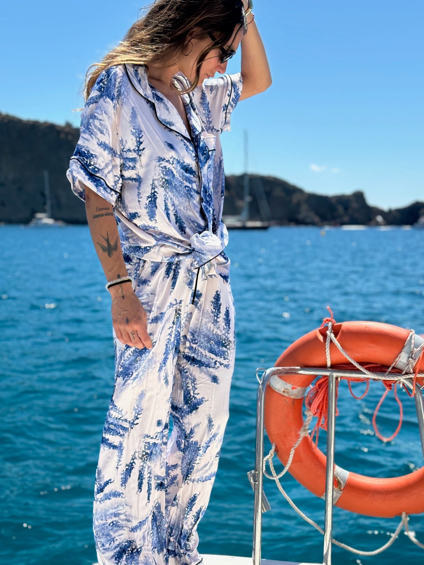 pyjama palm blue unisexe