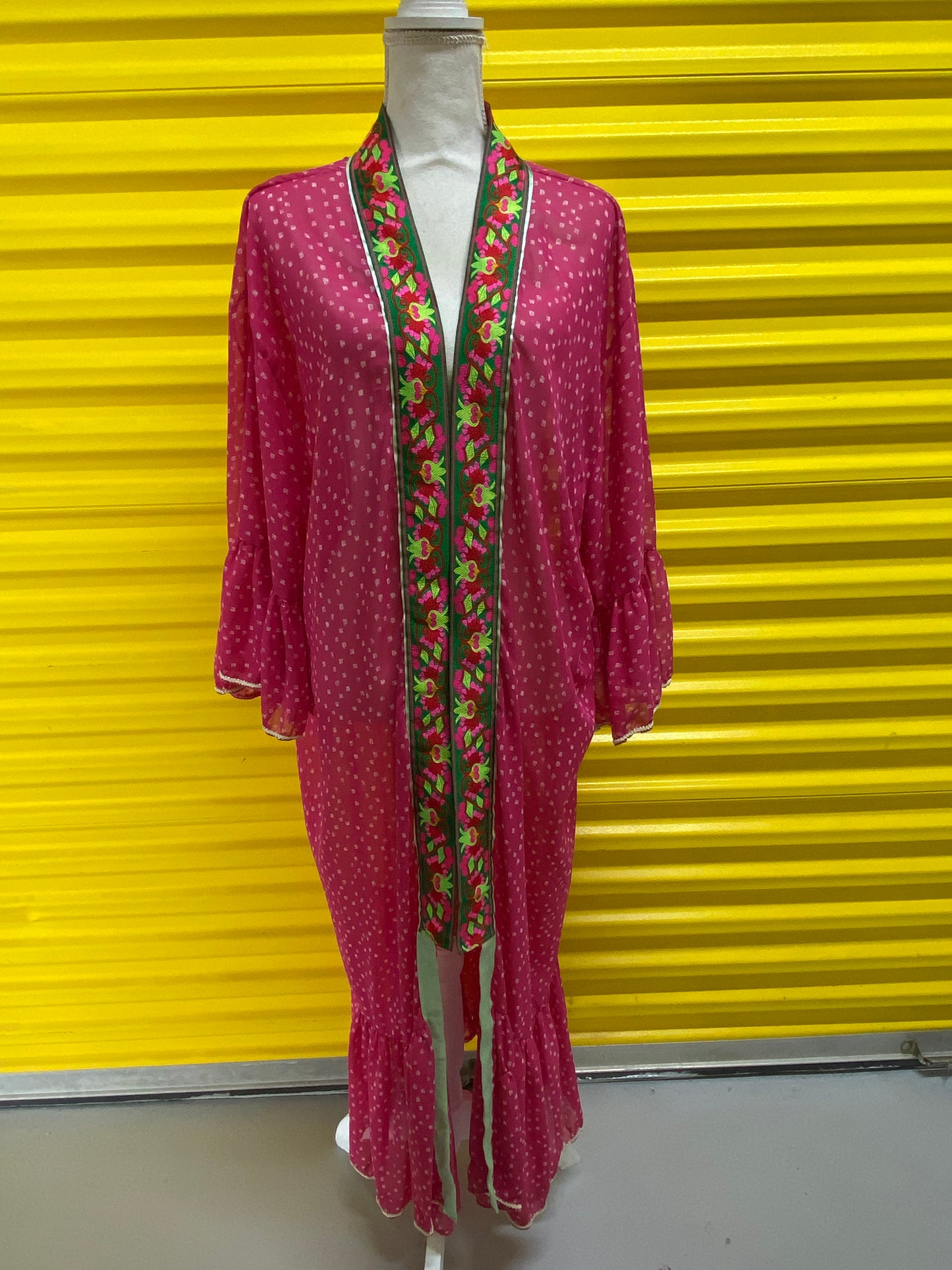 Kimono à pois et volants Disfruta la vida Ibiza