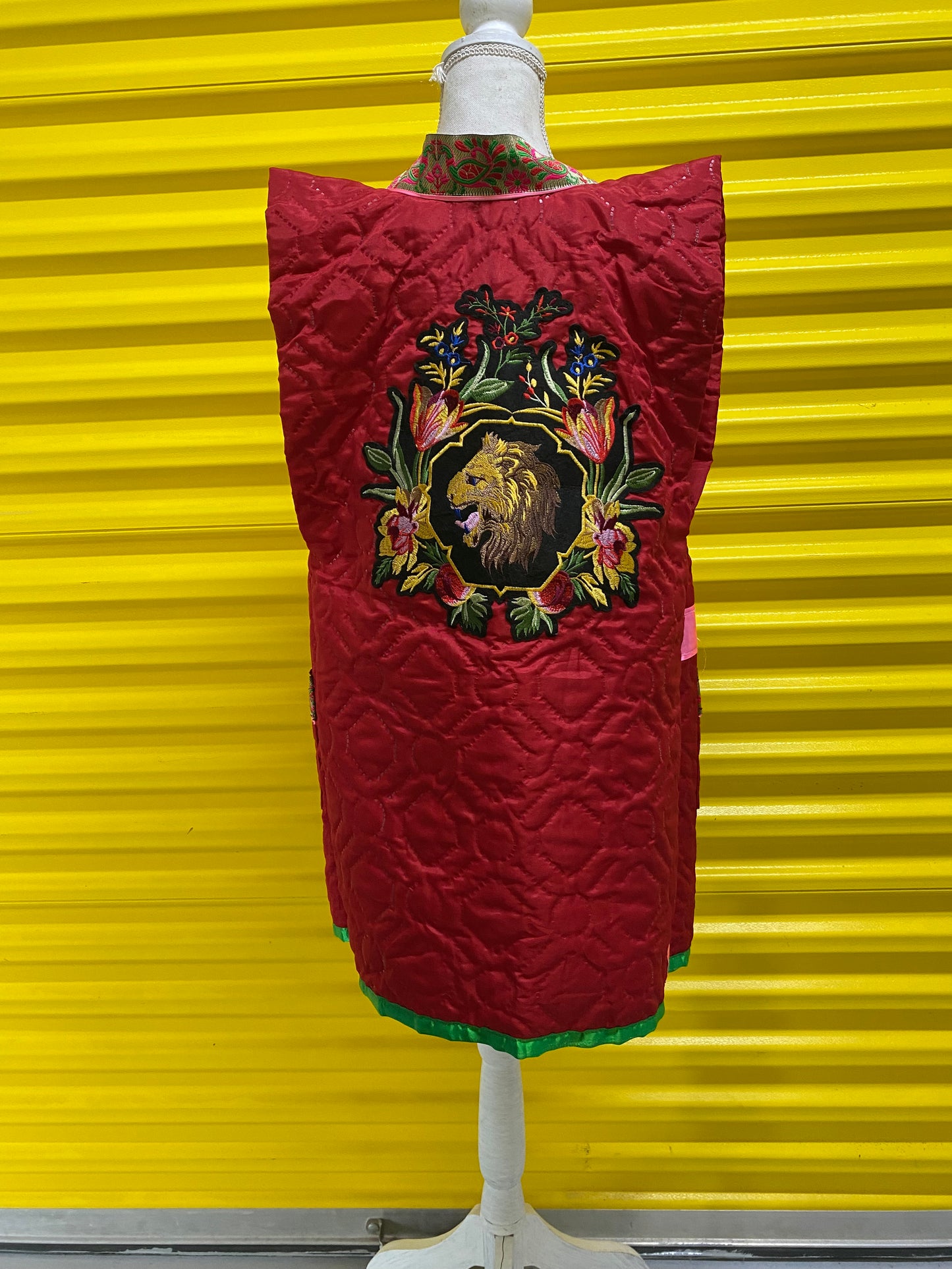veste sans manches matelassé rouge
