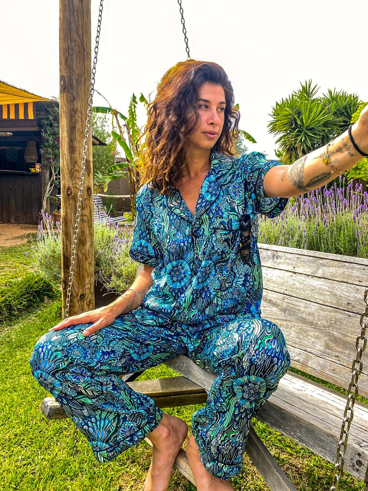 pyjama flower bleue