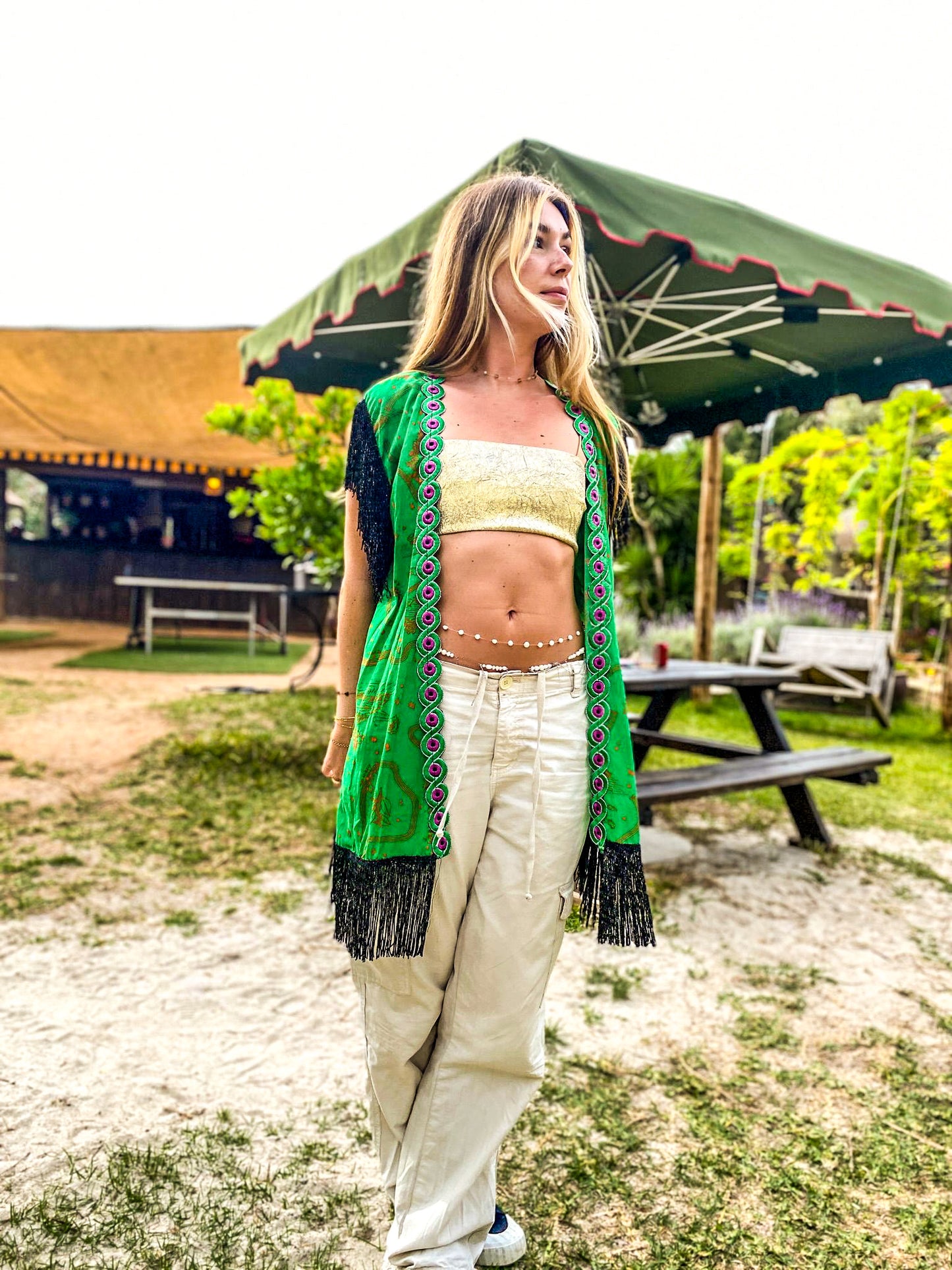 kimono vert batik