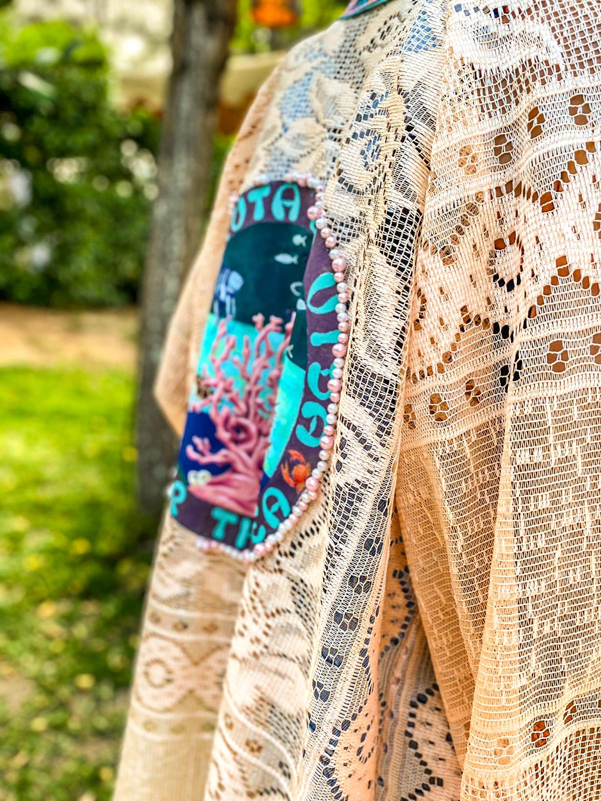 kimono dentelle rose