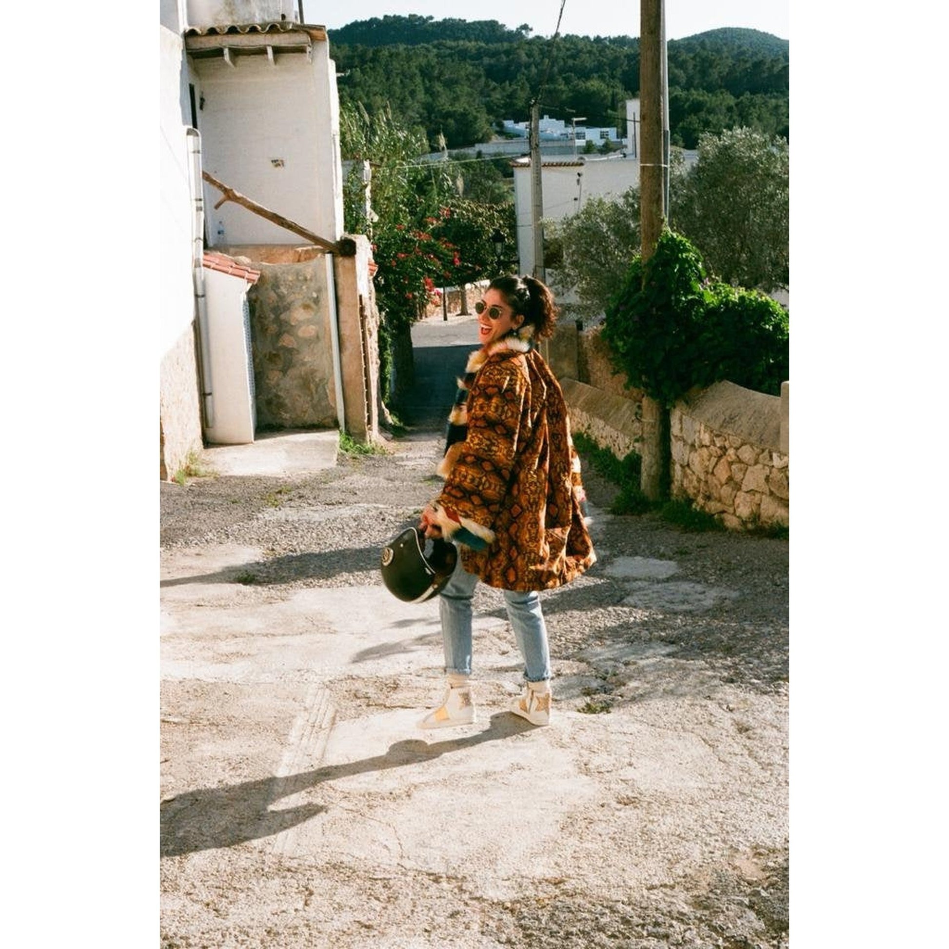 Kimono fourrure végan serpent Disfruta la vida Ibiza