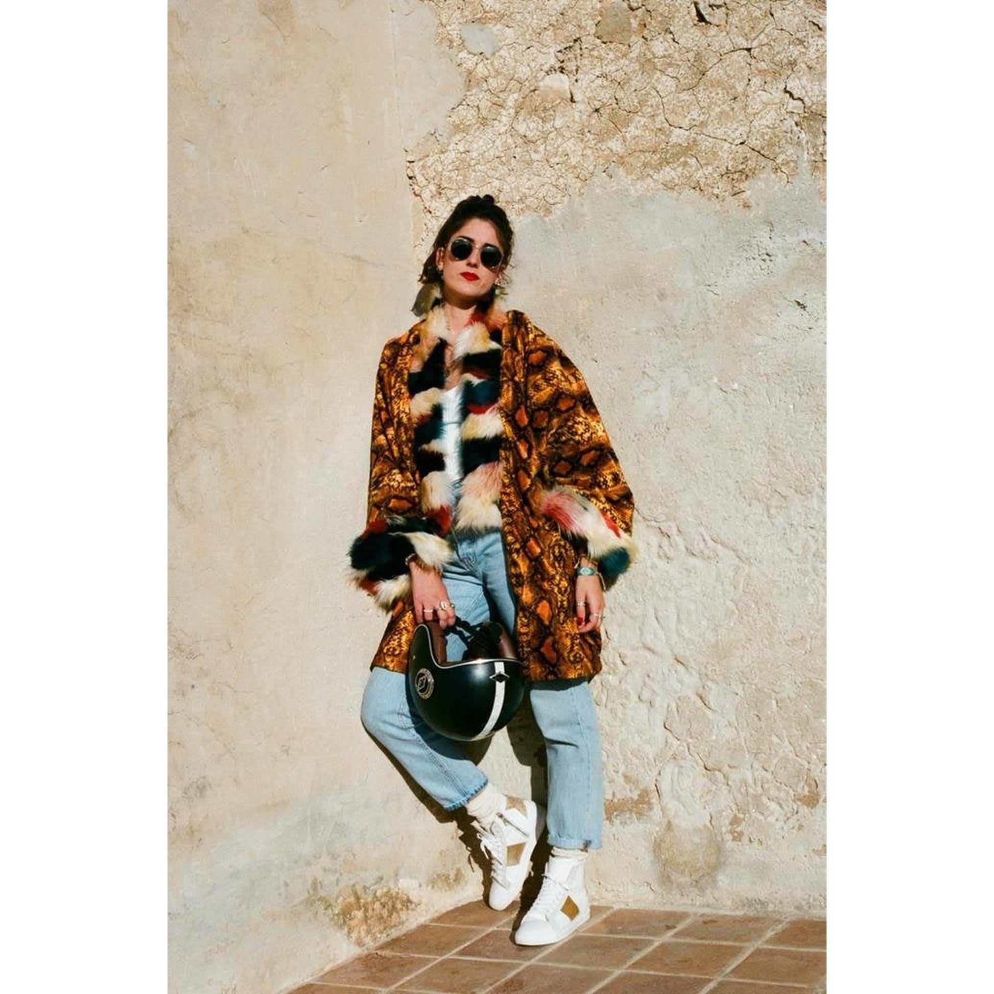 Kimono fourrure végan serpent Disfruta la vida Ibiza