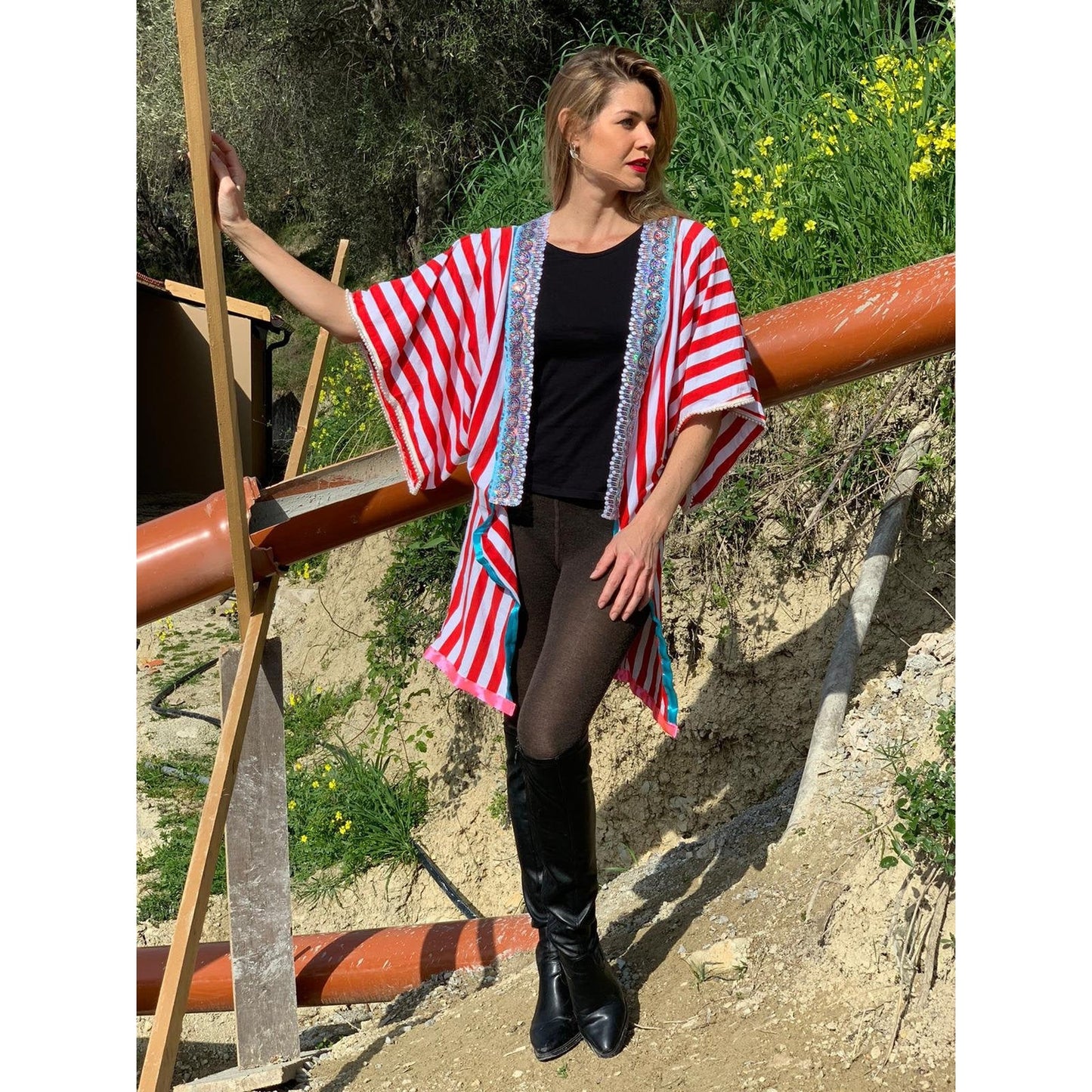 Kimono en jersey Disfruta la vida Ibiza